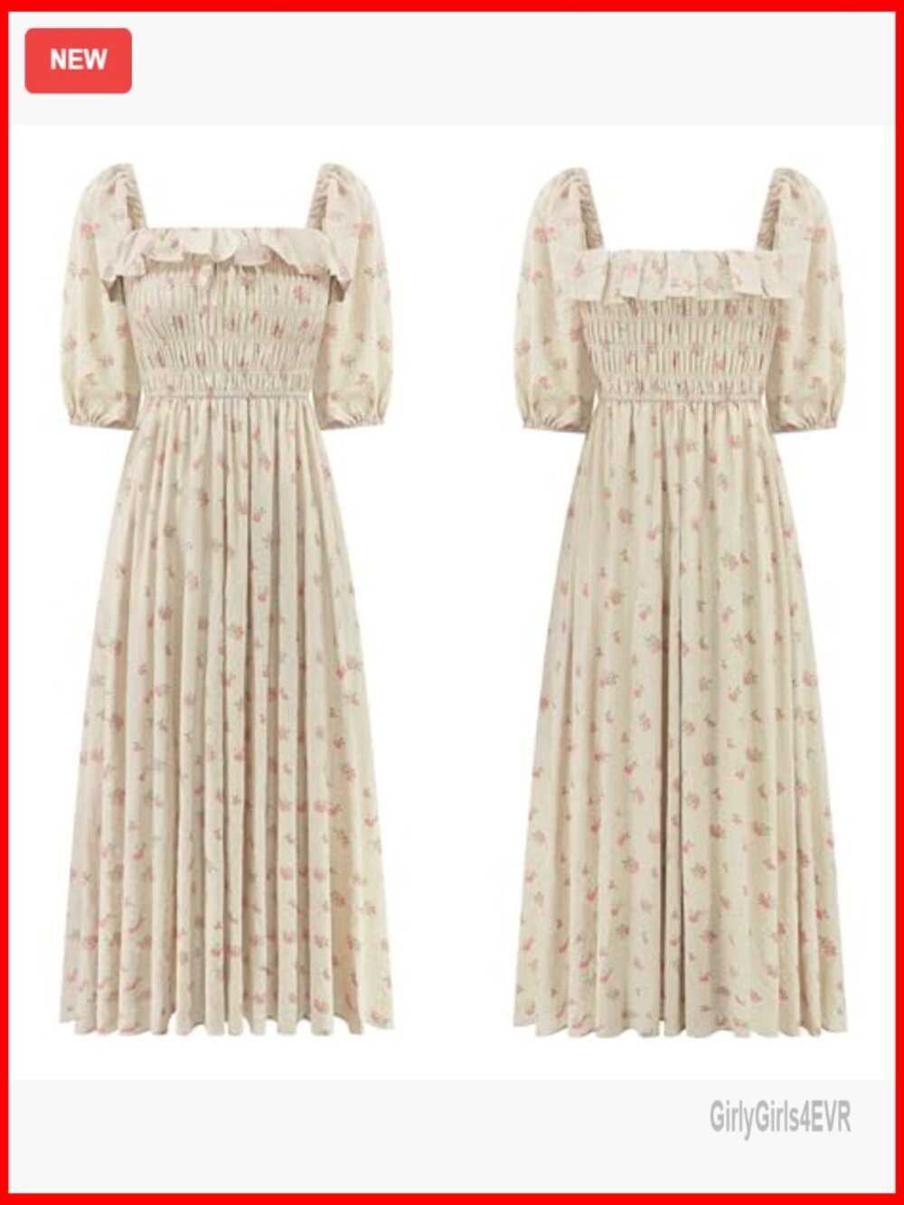 Women's Cotton Backless A-Line Flowy Midi Dress Ruffled Sleeves - Picture 6 of 7